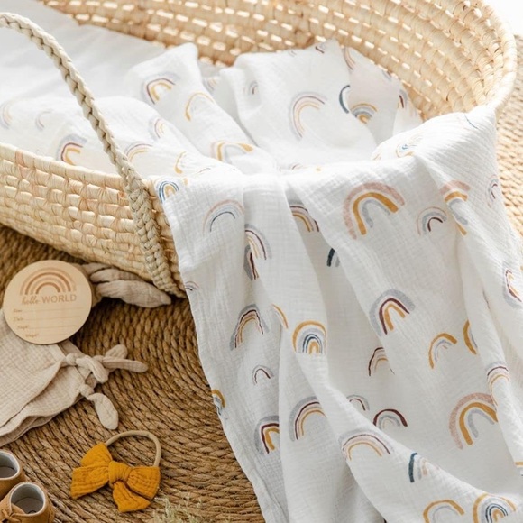 New Little Jump Bamboo Muslin Swaddle Blanket Rainbow Print Baby. NEW. 47”x47” - Picture 5 of 16